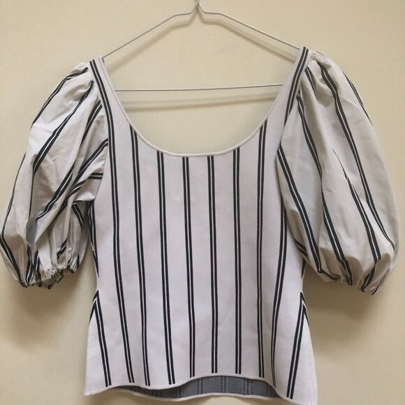 Theory Stripe Puff Sleeve Top NWT Size P - Picture 6 of 6
